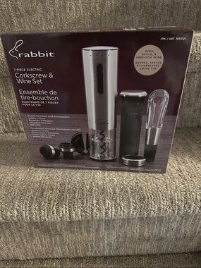 **Rabbit 7-Piece Electric Corkscrew & Wine Set - Silver/Black